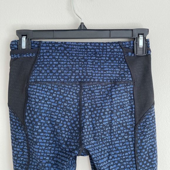 Lululemon Free Runner Crop Womens 4 Shatter Weave Desert Teal Alberta Lake Black - Picture 8 of 12